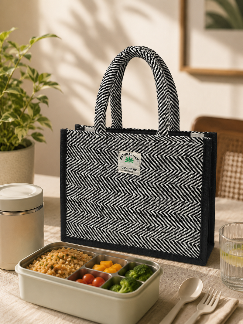 KEEX Lunch Tote Bag for Men & Women | Premium Hemp Office Lunch Carry Bag | Reusable Lunch Handbag | Large Lunch Carrier