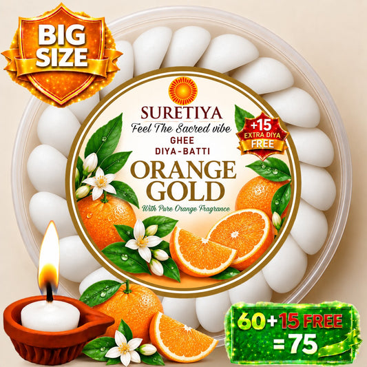 Suretiya Orange Gold Ghee Diya Batti – white