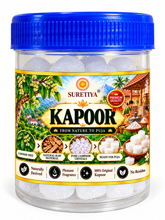 Kapoor Camphor Tablets | Pure Camphor for Puja, Aarti & Havan | Naturally Derived, No Residue | Suretiya Craft