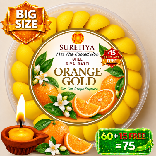 Suretiya Orange Gold Ghee Diya Batti – Yellow